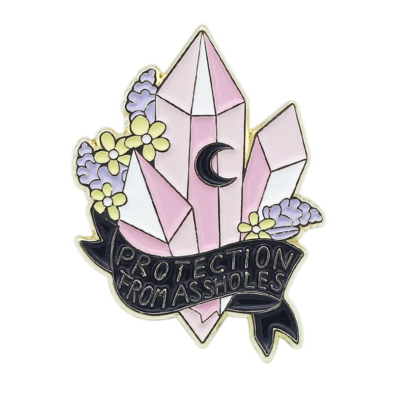 Protection From Assholes Enamel Pin Remark Protecting Girls Pretty Crystal Brooch Witch Moon Amulet Metal Badge Cartoon Anime Backpack pin
